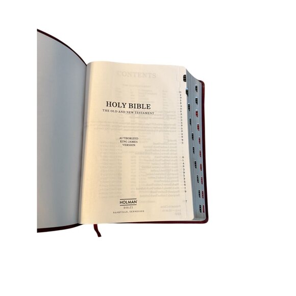 Giant Print KJV Holy Bible Faux Leather Cover Red Decorative Tabs Red Letter - Picture 7 of 10